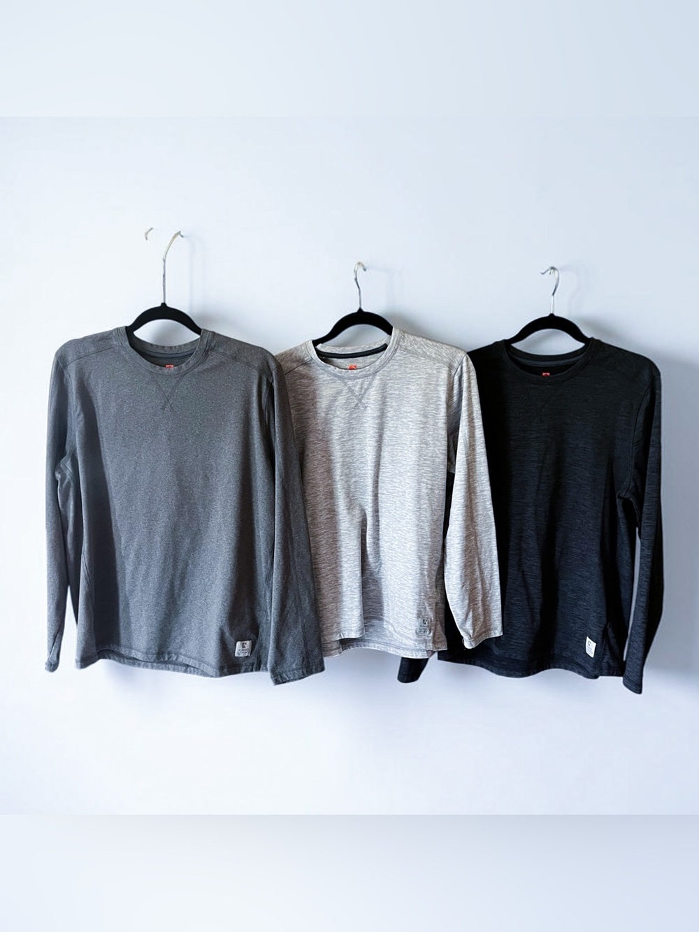 Rugged Elements Men’s Sueded Long Sleeve Crew Tee Set of 3 Medium